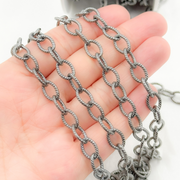Black Rhodium Sterling Silver Textured Cable Chains